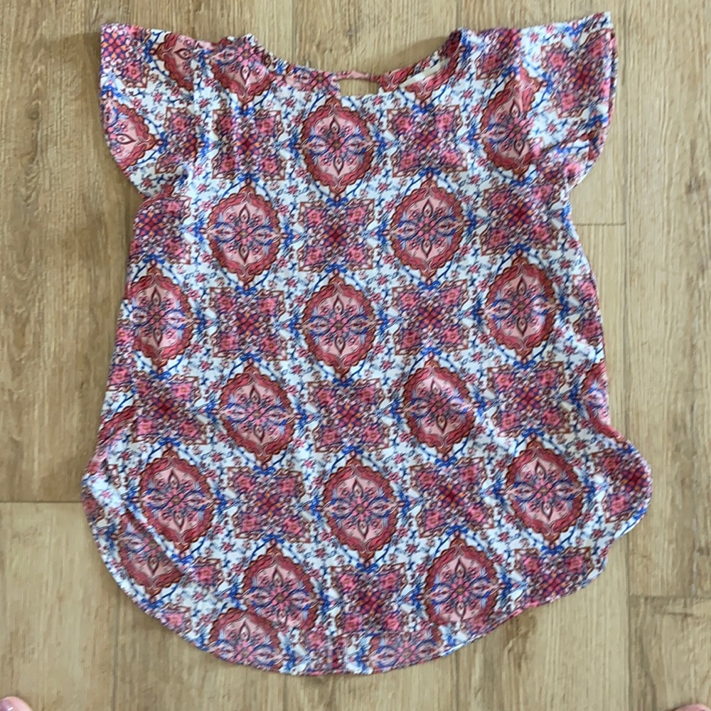 Loft Printed Blouse with Keyhole back